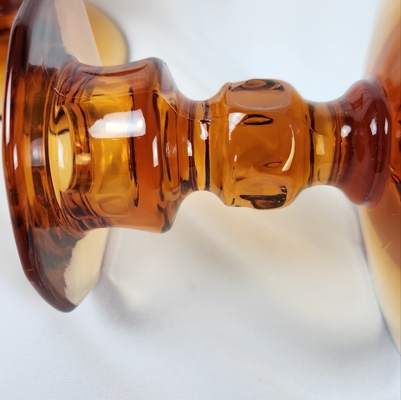 Vintage Cambridge Glass #627 Candleholders Candle Sticks, Amber Cleo - Picture 6 of 9